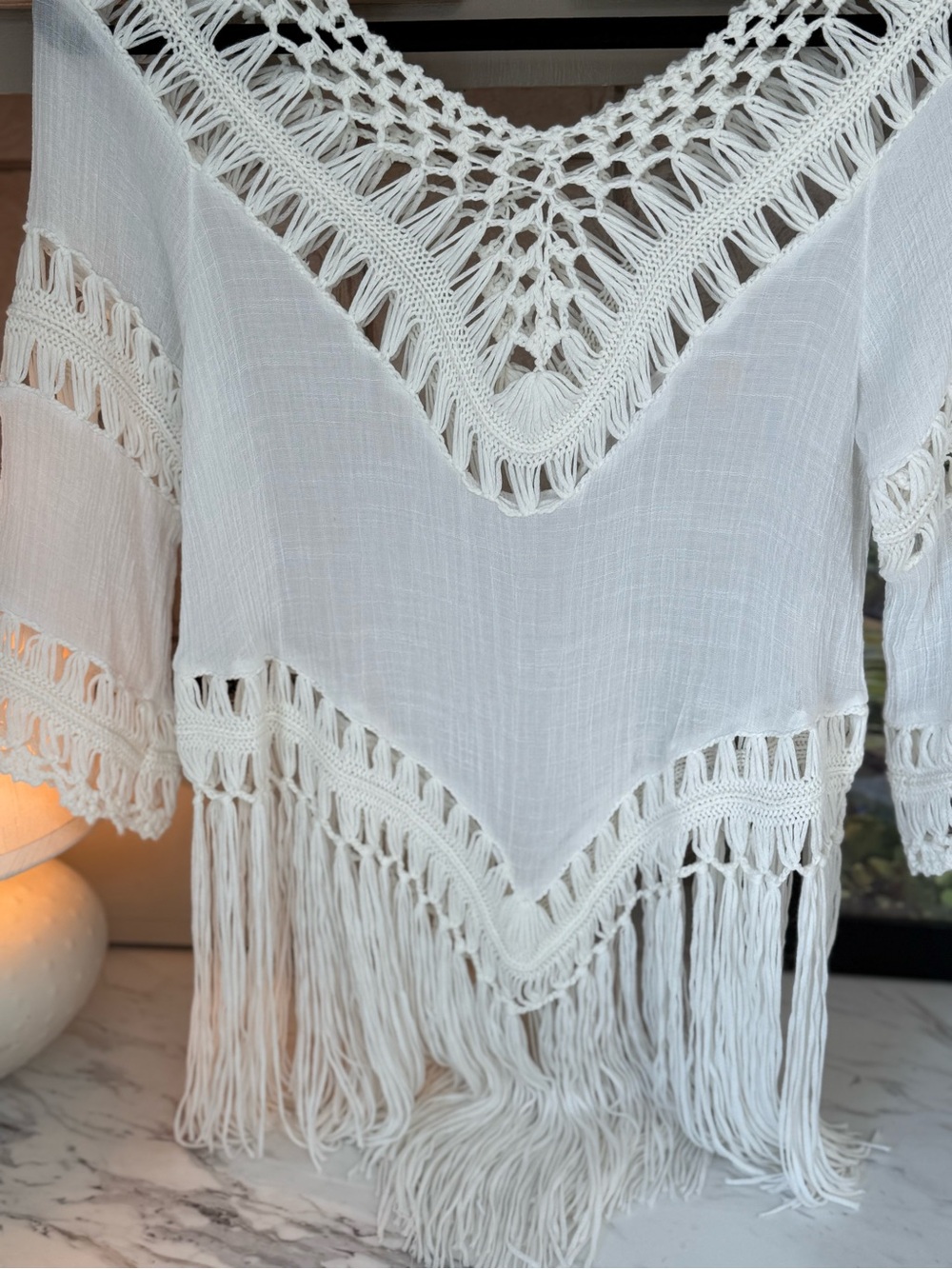 Boho Crochet Fringe V-Neck top